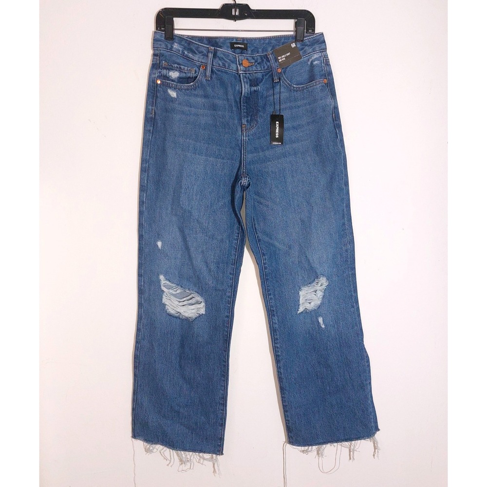 NWT Express Women's 90s Ankle Boot Mid Rise 11" Jeans Medium Wash Size 6R - Picture 5 of 13